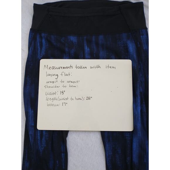 Lululemon Pace Pusher Crop Leggings Pocket Black/Blue Size 8 - Picture 10 of 10